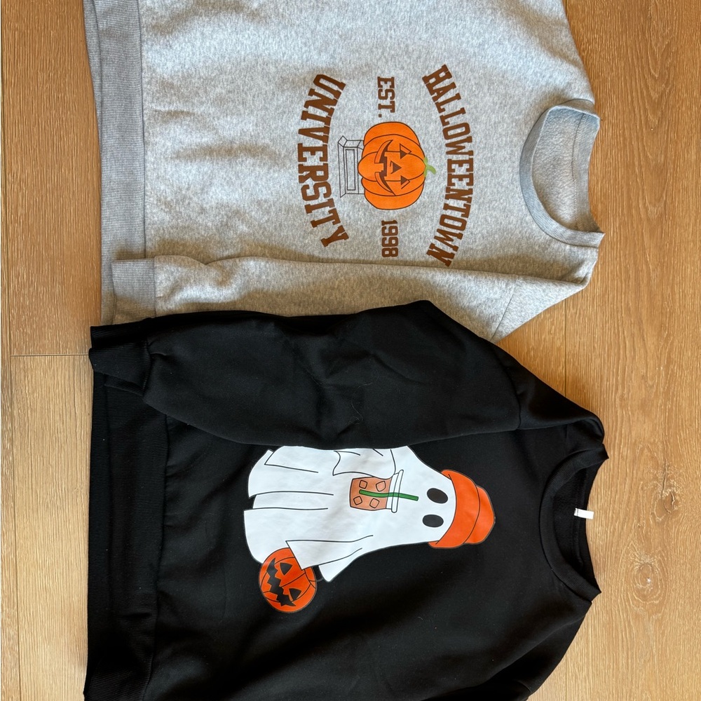 SHEIN Black & Gray Halloween Graphic Sweatshirts